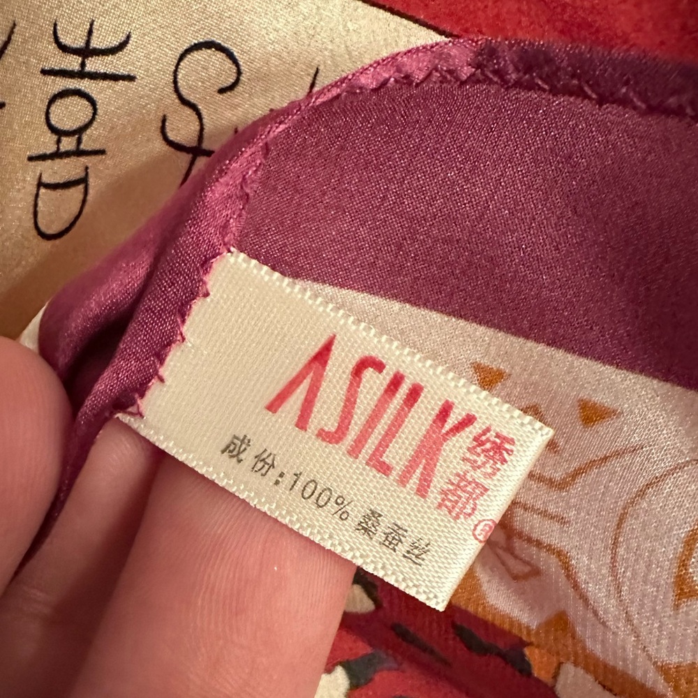Asilk Colorful Silk Scarf with Artistic Print - Picture 4 of 4
